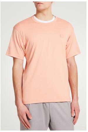 Хлопковая футболка абрикосового цвета Acne Studios 876109071