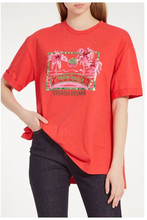 Красная футболка с отделкой Fendi 1632109659