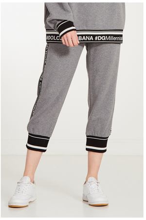 Серые спортивные брюки из хлопка Dolce & Gabbana 599109557