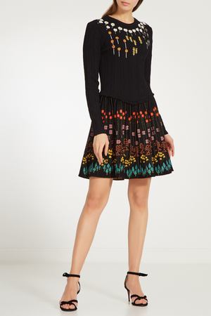Черное платье с цветочным узором Valentino 210110189 купить с доставкой