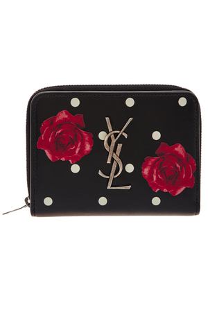 Кожаный кошелек с розами Saint Laurent 1531110202 купить с доставкой