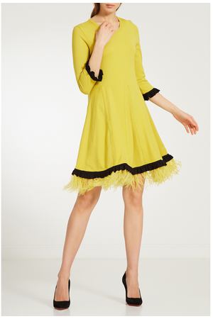 Желтое платье с перьями Twinset 1506110268