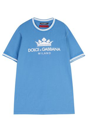 Голубая футболка с логотипом Dolce & Gabbana 599110237