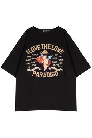 Черная хлопковая футболка с принтом Dolce & Gabbana 599110242