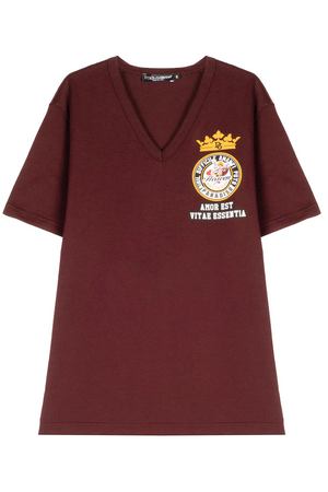 Бордовая футболка с V-вырезом Dolce & Gabbana 599110252