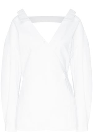 Белая хлопковая рубашка на запах Ruban 188110343 купить с доставкой