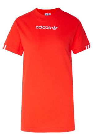 Красная футболка с полосатыми манжетами adidas 819111279