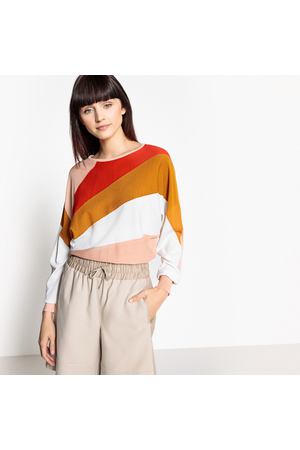Пуловер разноцветный с рукавами-летучая мышь La Redoute Collections 33088