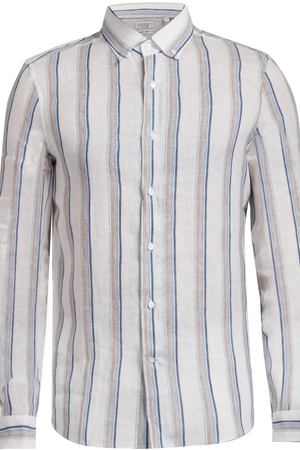 Льняная рубашка BRUNELLO CUCINELLI Brunello Cucinelli MD6123008/Коричневый/Синий/полоса купить с доставкой