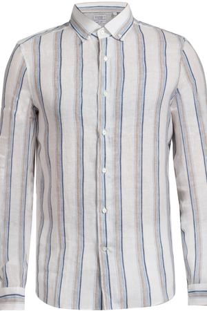 Льняная рубашка BRUNELLO CUCINELLI Brunello Cucinelli MD6123008/Коричневый/Синий/полоса