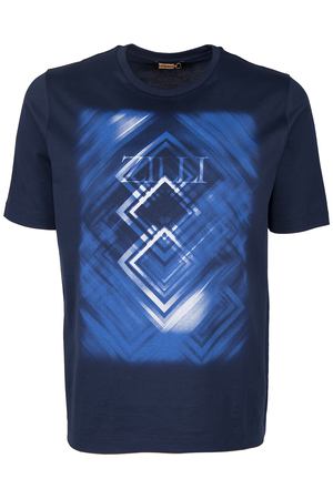 Хлопковая футболка с принтом Zilli NT500 SHAD1 MC01 2037 Синий