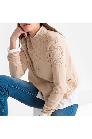 Пуловер с круглым вырезом и вышивкой из тонкого трикотажа Pepe Jeans 122020 купить с доставкой