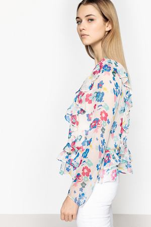 Блузка с круглым вырезом, цветочным рисунком и длинными рукавами Pepe Jeans 57445