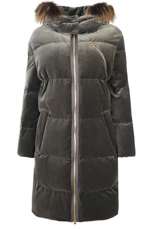 Стеганый пуховник с мехом Brunello Cucinelli MA5939302 C2200 Серый