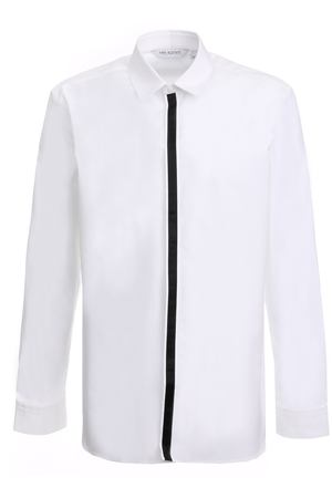 Хлопковая рубашка Neil Barrett BCM1014C/H078C/526 Белый, Полоска, Черный купить с доставкой