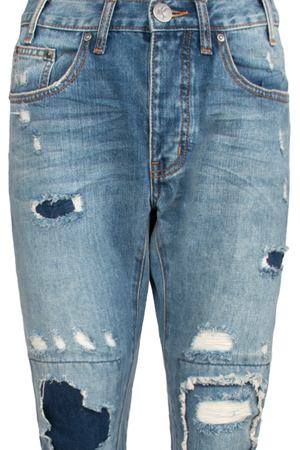 Хлопковые джинсы ONE X ONE One Teaspoon 19147C- Синий вариант 2 купить с доставкой