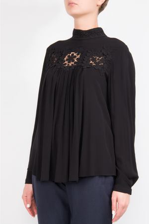 Блуза с кружевной деталью High High 750565/90G71 Черный/кокетка шитье