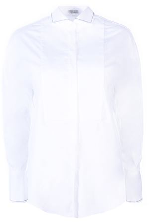 Хлопковая рубашка Brunello Cucinelli M0091N0406 C159 Белый купить с доставкой
