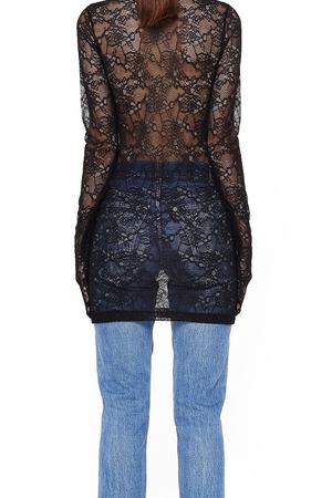 Черное платье-мини из кружева Vetements WAH19DR105/blacklace