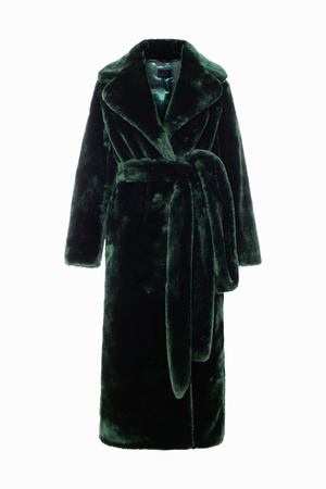 Шуба из искусственного меха Alisa Kuzembaeva Меховое пальто бутылочного цвета вариант 2