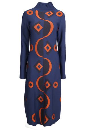Трикотажное платье с орнаментом Marni ABMD0007Q0 FV658 JQB98 Синий вариант 2 купить с доставкой