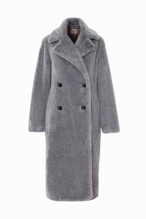 Шуба из искусственного меха Alisa Kuzembaeva Меховое двубортное пальто серого цвета вариант 2 купить с доставкой