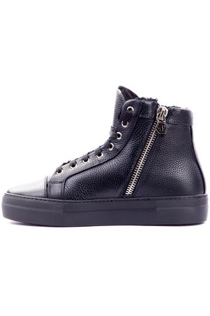 Кожаные кеды с мехом Philipp Plein Philipp Plein A18S MSC1835 Черный купить с доставкой