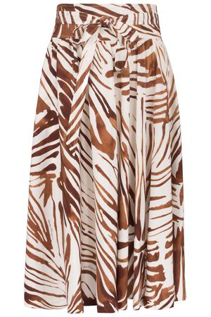Шелковая юбка Salvatore Ferragamo 0499341/молочный/коричневый купить с доставкой