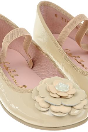 Туфли из кожи с цветочной аппликацией Pretty Ballerinas 26146