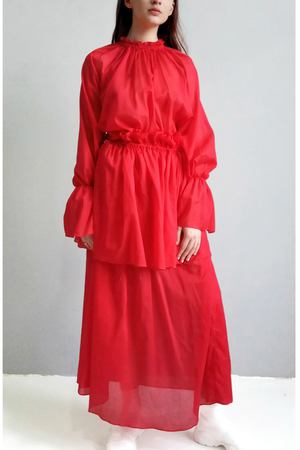 Платье с баской красное Alisa Kuzembaeva Red Candy dress with skirt купить с доставкой