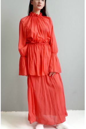 Платье с баской оранжевое Alisa Kuzembaeva Orange Candy dress with skirt купить с доставкой
