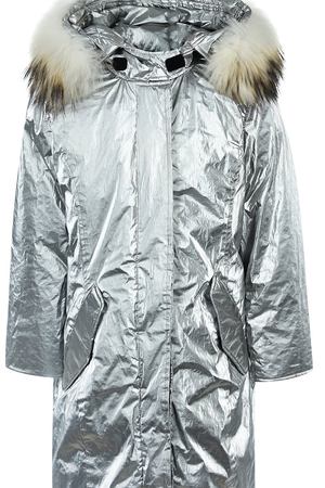 Утепленное пальто с фотопринтом на подкладке и отделкой из меха Freedomday 139802
