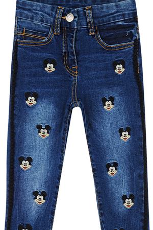 Skinny fit джинсы с вышивкой и помпонами Monnalisa 155960 купить с доставкой