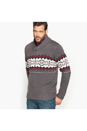 Пуловер из плотного трикотажа с шалевым воротником и жаккардовым рисунком CASTALUNA 248812