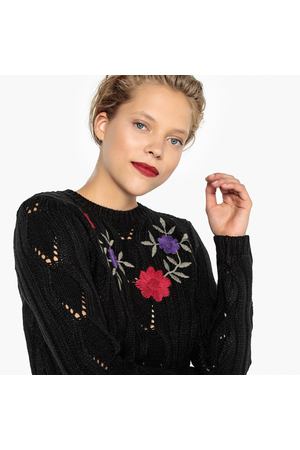 Пуловер с круглым вырезом и вышитым цветочным рисунком MADEMOISELLE R 122021