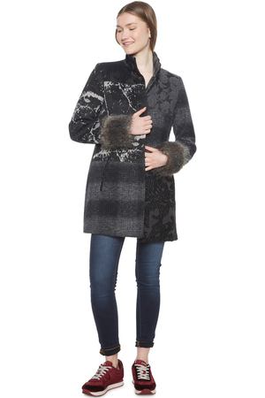 Пальто средней длины в стиле пэчворк из полушерстяной ткани Desigual 15269