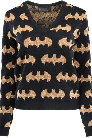 Пуловер с золотистым принтом Philipp Plein Philipp Plein CW623398 Черный, золот.значки, бэтмен