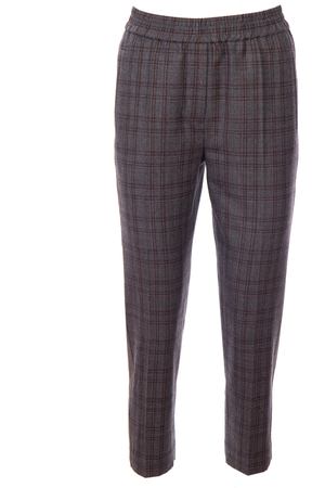 Укороченные брюки из шерсти Brunello Cucinelli MA109P6692 C005 Коричневый, Серый