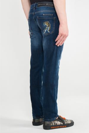 Зауженные джинсы с цепочкой  Philipp Plein Philipp Plein p18c mdt-0898 pde001n 083s 01 Синий купить с доставкой