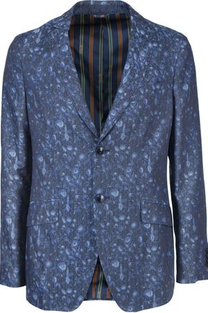 Пиджак с цветочным принтом ETRO ETRO 1j820/6744цветы Синий