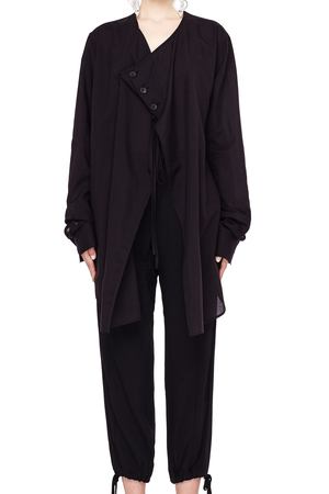 Черная блузка из хлопка и купро Yohji Yamamoto FW-B04-201-1