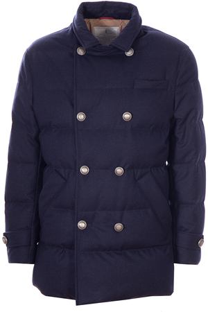 Пуховая куртка с пуговицами Brunello Cucinelli MM4281521D CL867 Синий купить с доставкой