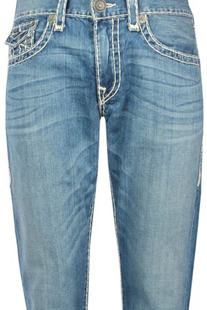 Джинсы с потертостями True Religion True Religion MNR859NUL1/бел.строчка голубой