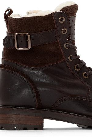 Ботинки кожаные на меху и шнуровке Mustang Shoes 57645