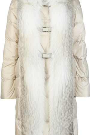 Пуховик с отделкой из меха ERMANNO SCERVINO Ermanno Scervino D310A728VOSHX Бежевый