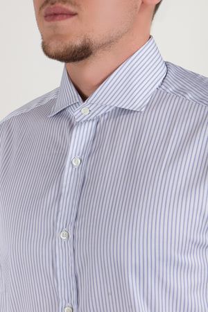 Хлопковая рубашка BRUNELLO CUCINELLI Brunello Cucinelli MD6501718/голубой/полоса купить с доставкой