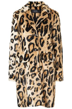 Пальто прямое с леопардовым рисунком из искусственного меха Veromoda 15250