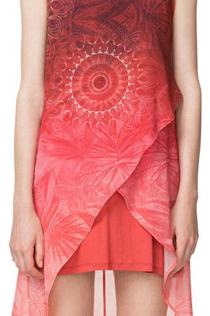 Платье короткое прямое с графическим рисунком, без рукавов Desigual 112428 купить с доставкой