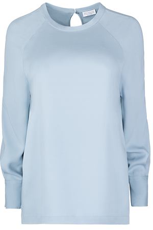 Блуза асимметричного кроя BRUNELLO CUCINELLI Brunello Cucinelli MA970E5200 Голубой вариант 2 купить с доставкой