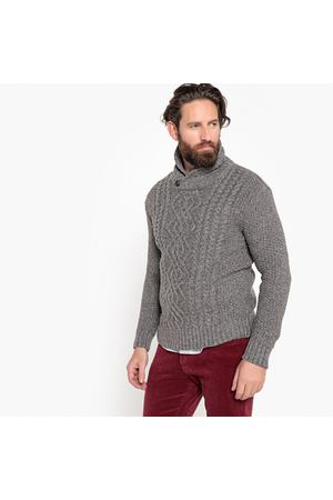 Пуловер с шалевым воротником из плотного трикотажа La Redoute Collections 49106